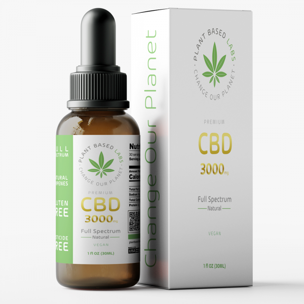Plant Based Labs CBD Oil Full Spectrum Unflavored 3000mg